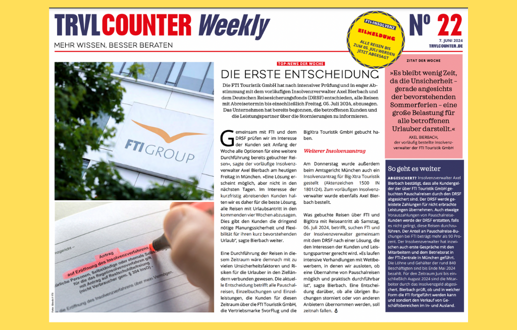 TRVL Counter WEEKLY Nr. 22 vom 07. Juni 2024