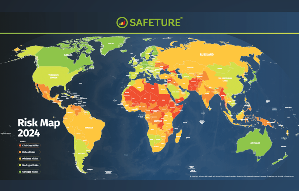 Neue Risiko-Weltkarte für Reisende