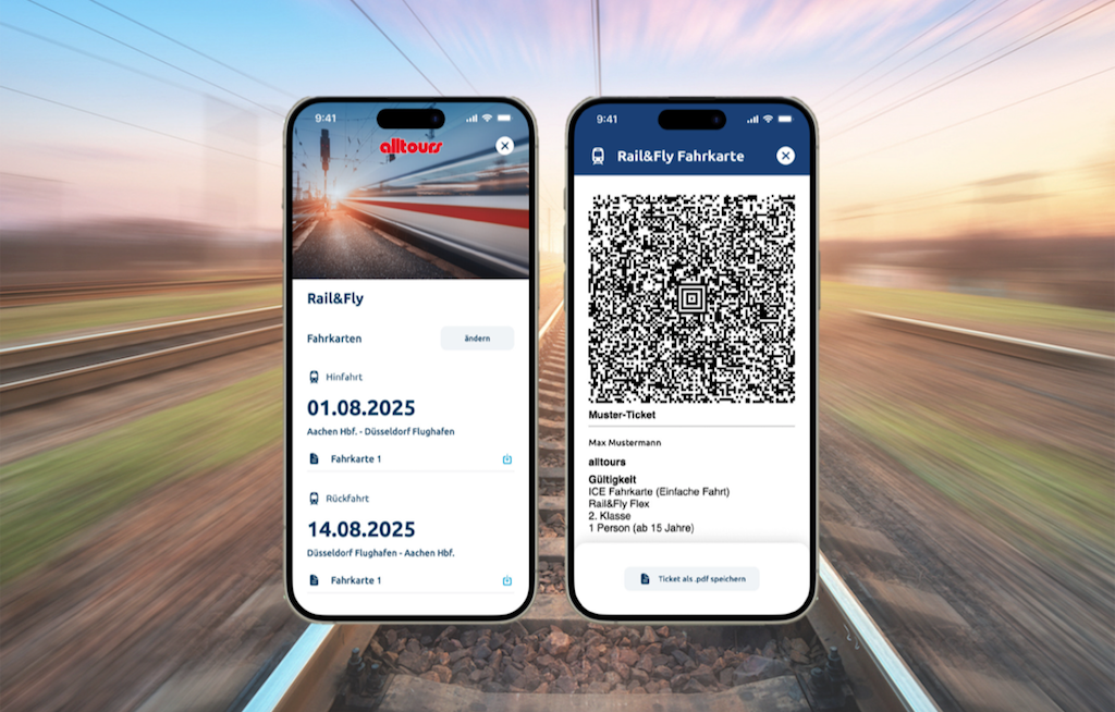 Rail&Fly-Tickets direkt in Alltours-App verfügbar