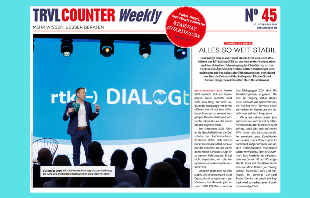 TRVL Counter WEEKLY Nr. 45 vom 18. November 2024