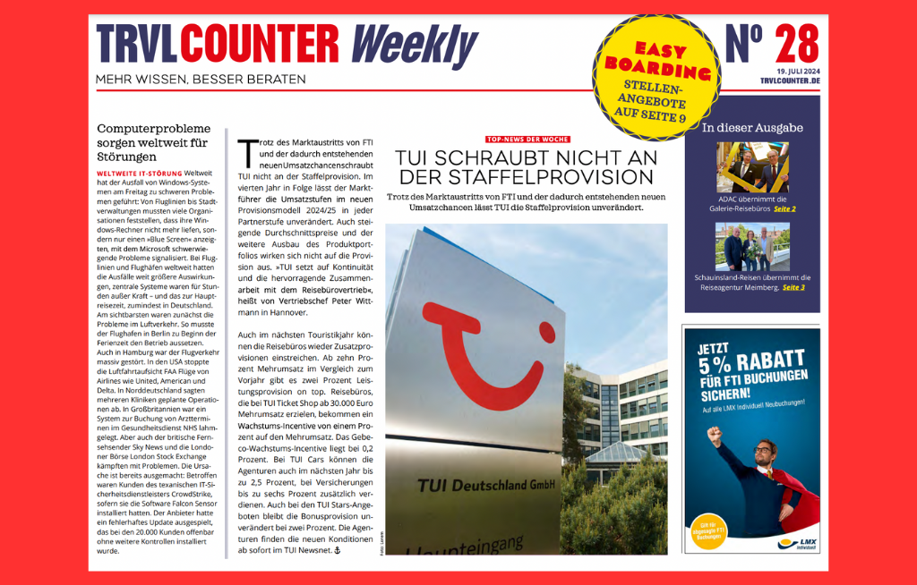 TRVL Counter WEEKLY Nr. 28 vom 19. Juli 2024