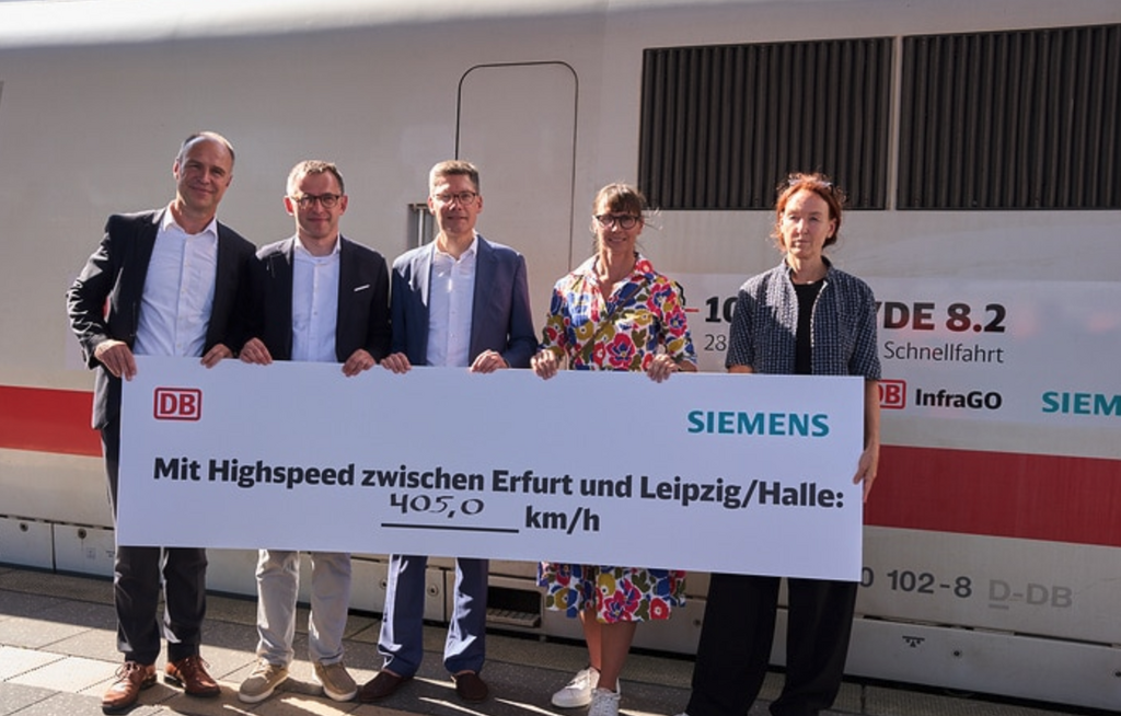 ICE-Testzug erreicht 405 km/h – neuer Geschwindigkeitsrekord auf deutscher Schnellfahrstrecke