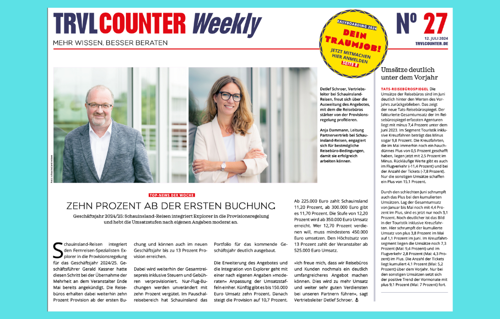 TRVL Counter WEEKLY Nr. 27 vom 12. Juli 2024