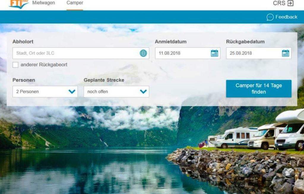 Neue Buchungsmaske für Camper