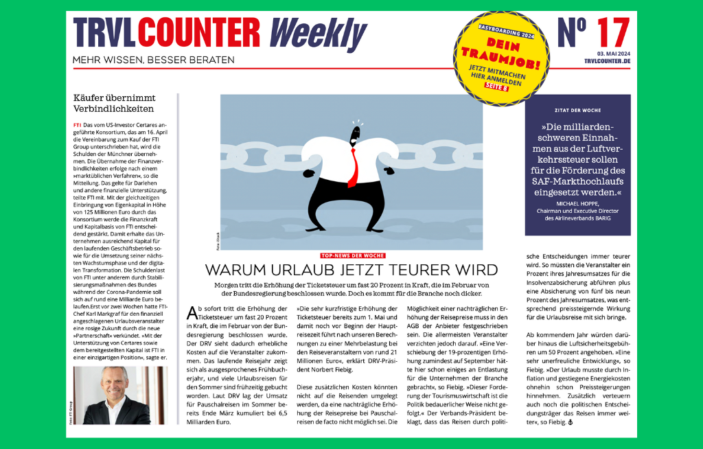 TRVL Counter WEEKLY Nr. 17 vom 03. Mai 2024