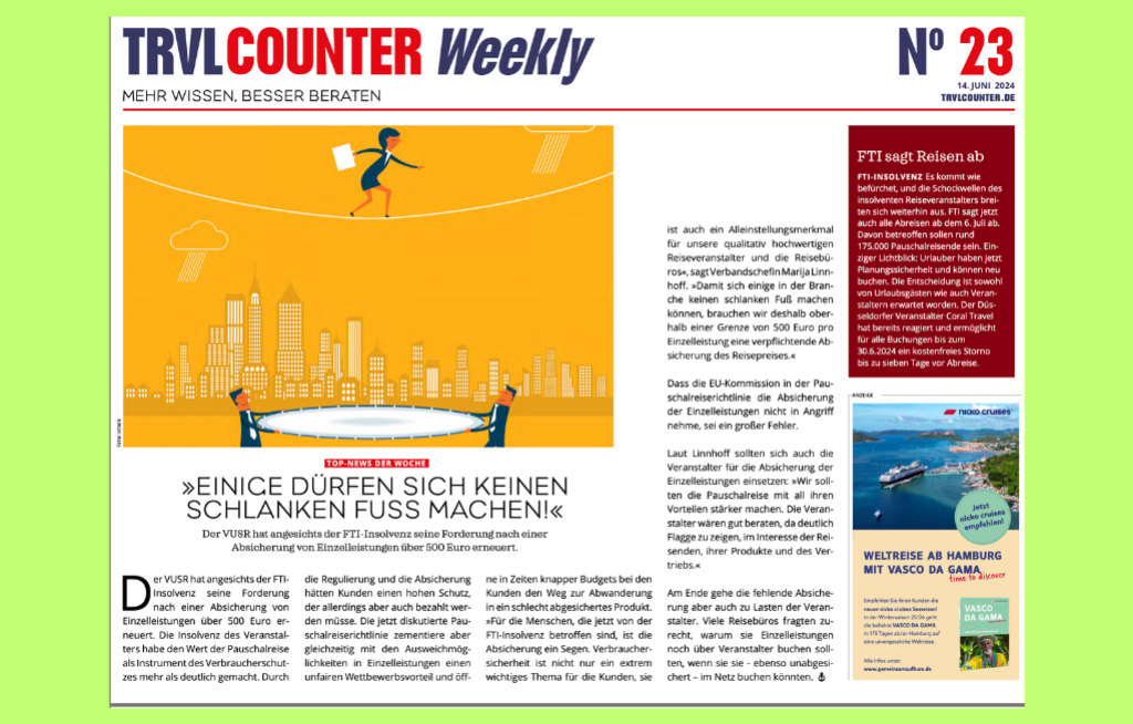 TRVL Counter WEEKLY Nr. 23 vom 14. Juni 2024