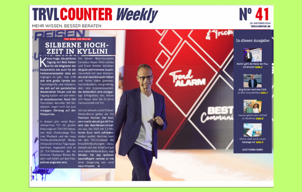 TRVL Counter WEEKLY Nr. 41 vom 21. Oktober 2024