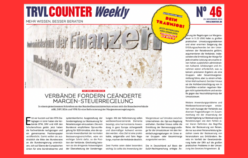 TRVL Counter WEEKLY Nr. 46 vom 23. November 2024