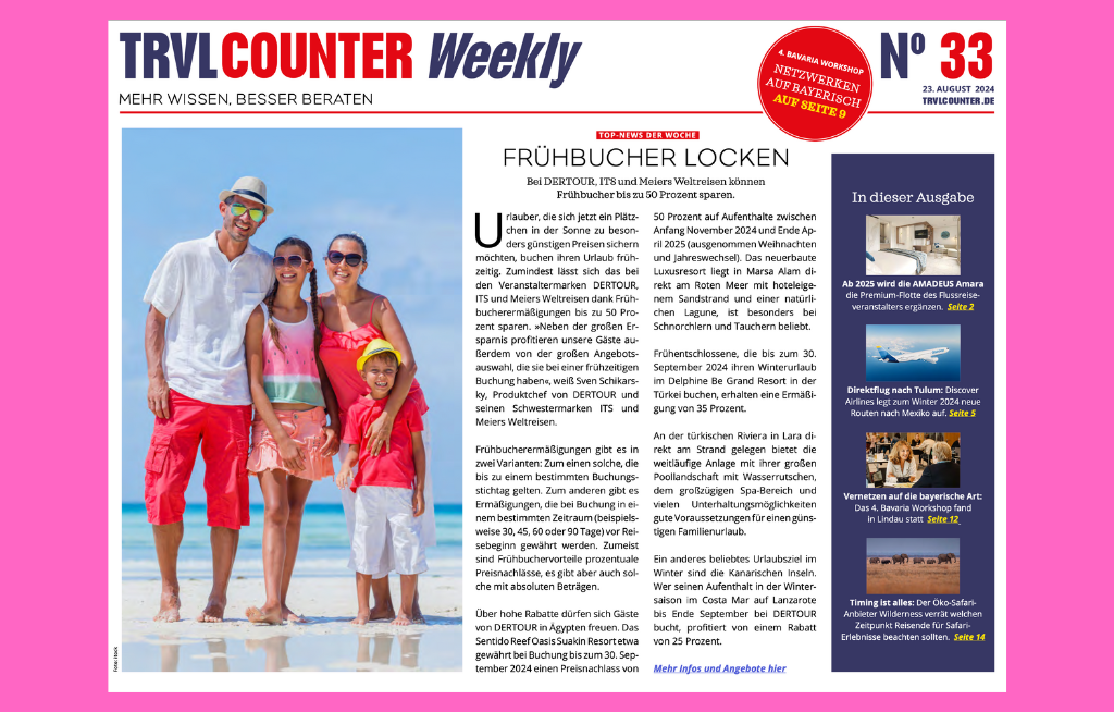 TRVL Counter WEEKLY Nr. 33 vom  24. August 2024