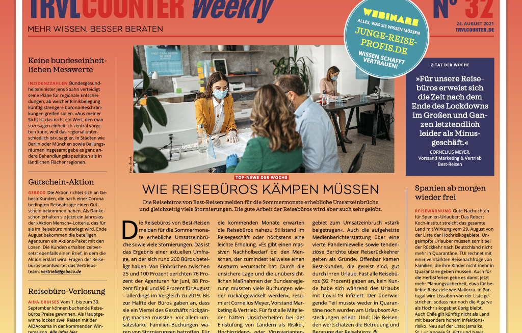 TRVL Counter WEEKLY Nr. 32 vom 28. August 2021